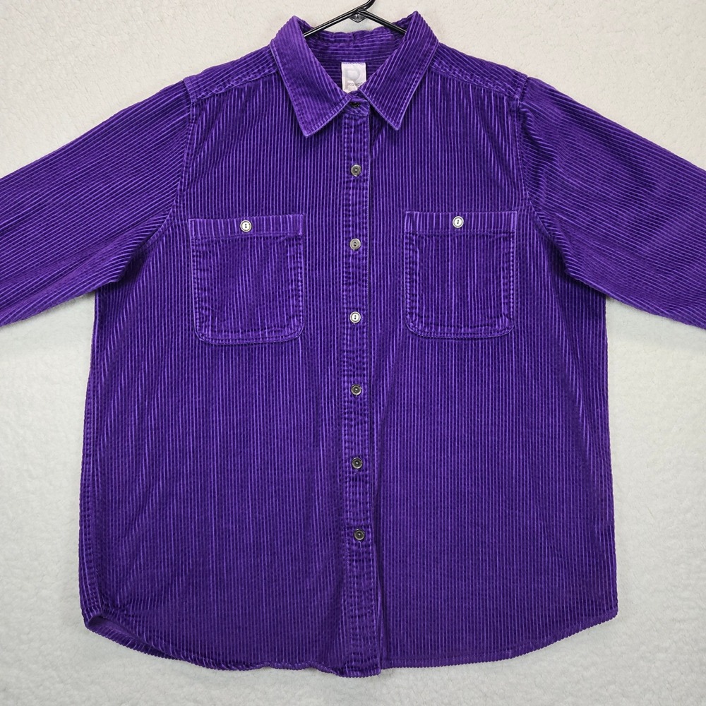 Roaman's Women Purple Wide Wale Corduroy Shacket Jacket Plus Size 1X
